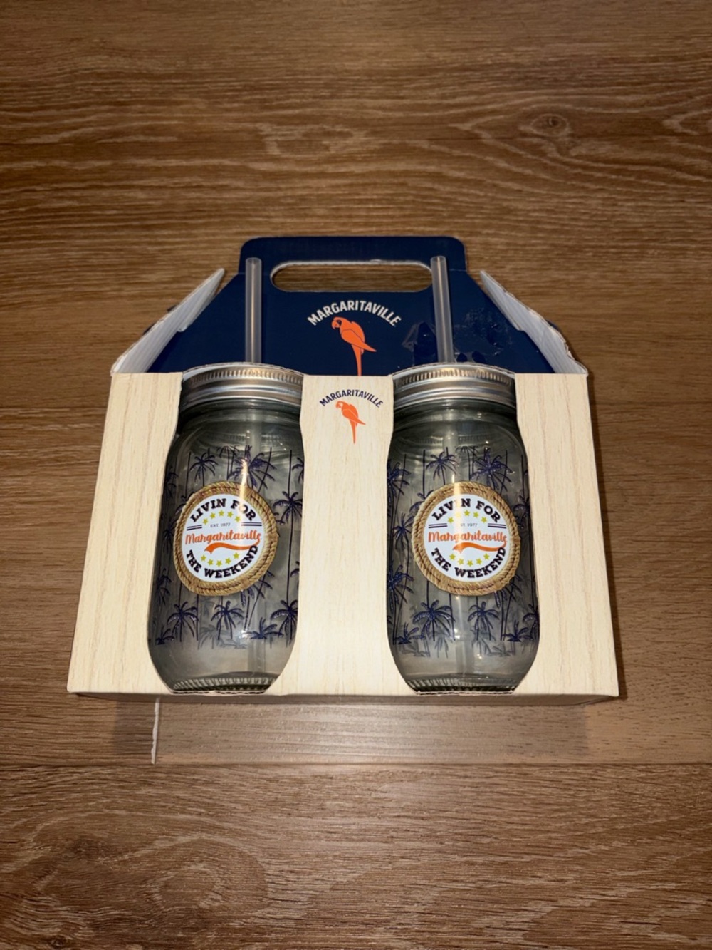 Margaritaville Mason Jar Sipper Glasses With Straws Set Of 2 15 Fl Ounce New